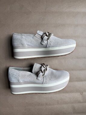 Dolce Vita Beige Suede Platform Slip-On Loafers